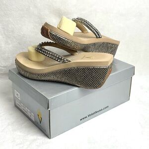 Volatile Women's Silver Python Wedge Sandals Size 8